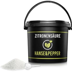 Hanse&Pepper Zitronensäure Pulver, Lebensmittelqualität und zum Entkalken, Eimer, 5 kg