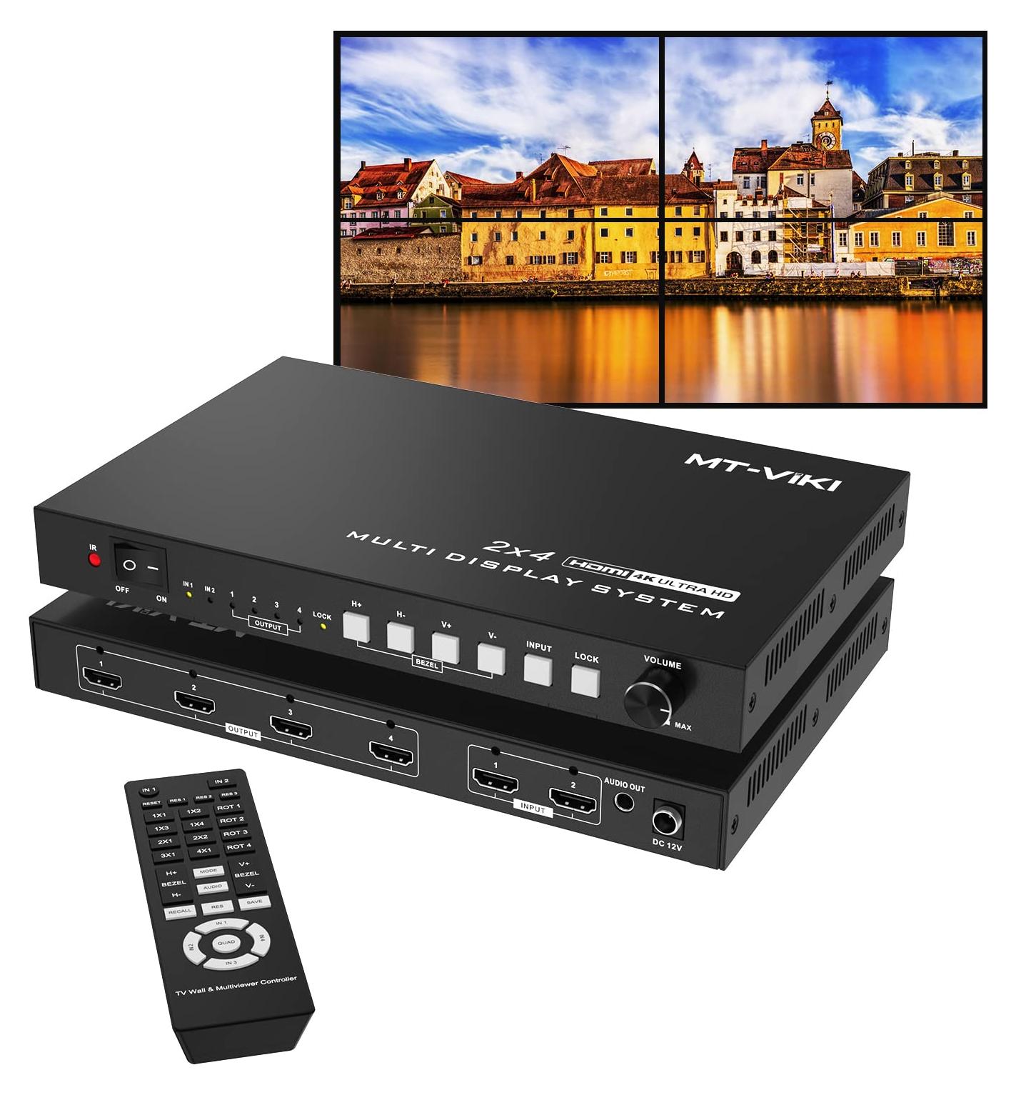 Videowall-Controller HDMI Videowand-Steuerung - 2 Eingänge 4 Ausgänge - 4K 30 Hz - 180° Bilddrehung