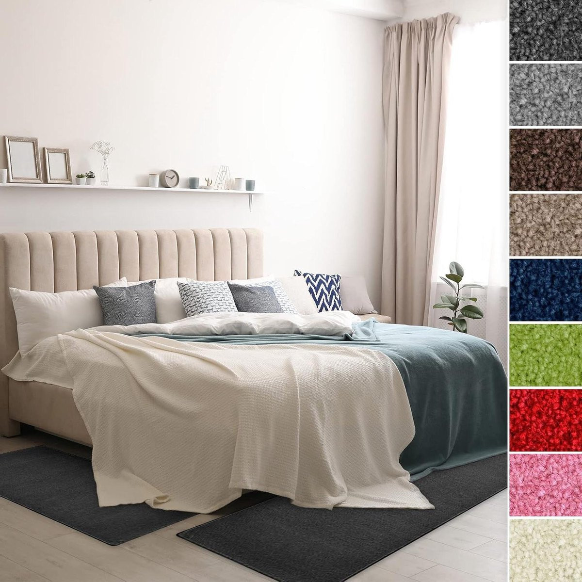 3-delige velours bed runner tapijt set voor slaapkamer decoratie - Antraciet