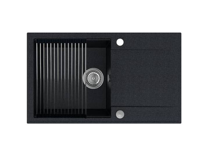 SINK QUALITY Küchenspüle mit Abtropffläche - Spülbecken Schwarz gesprenkelt 78x46 cm - inkl. Siphon PUSH und Imprägnieren - Einbauspüle für 60er Unterschrank - Granitspüle Schwarz