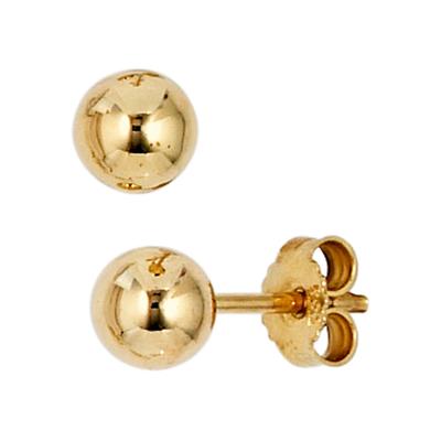 Paar Ohrstecker JOBO "Kugel", gold (gelbgold 333), Ohrringe, Damen, 5mm, Gelbgold 333, 333 Gold 5 mm