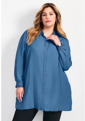 Plus Size Women's Sia Chambray Shirt by Avenue in Indigo (Size 18)