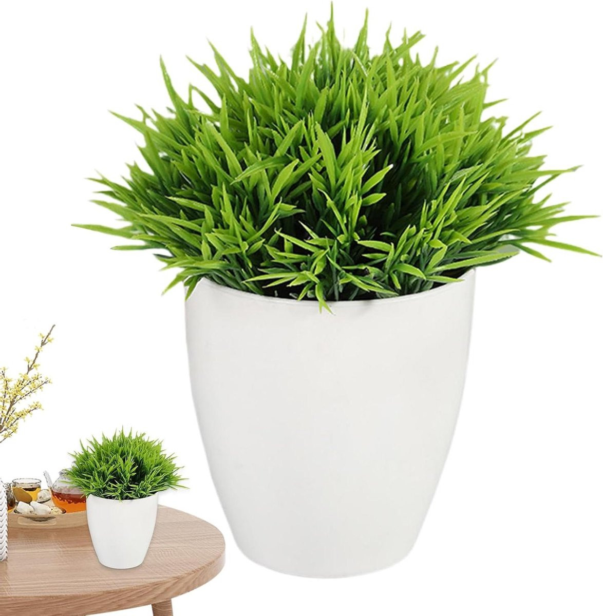 Groene kunstgras plant voor interieur decoratie, Hoogte: 14 cm