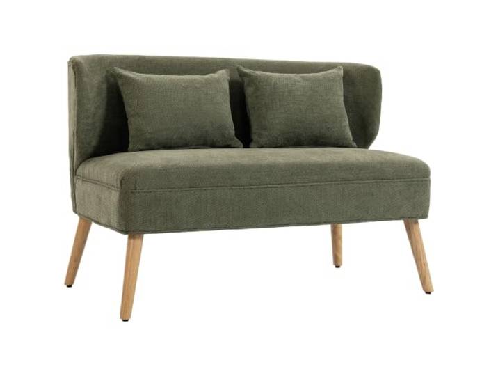 HOMCOM Sofa 2 Sitzer Kleine Couch mit Flügelrücken 117 cm Dunkelgrün 2 Wurfkissen, Dick Gepolstert, Modern Polstersofa, Chenille-Optik, Holzbeine, für Kleine Räume, Wohnzimmer, Schlafzimmer