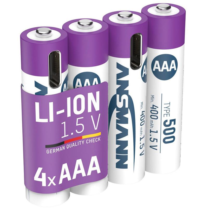 Ansmann 1311-0028 Li-Ion Akkus Micro AAA Typ 500 (min. 400 mAh) 4er Karton