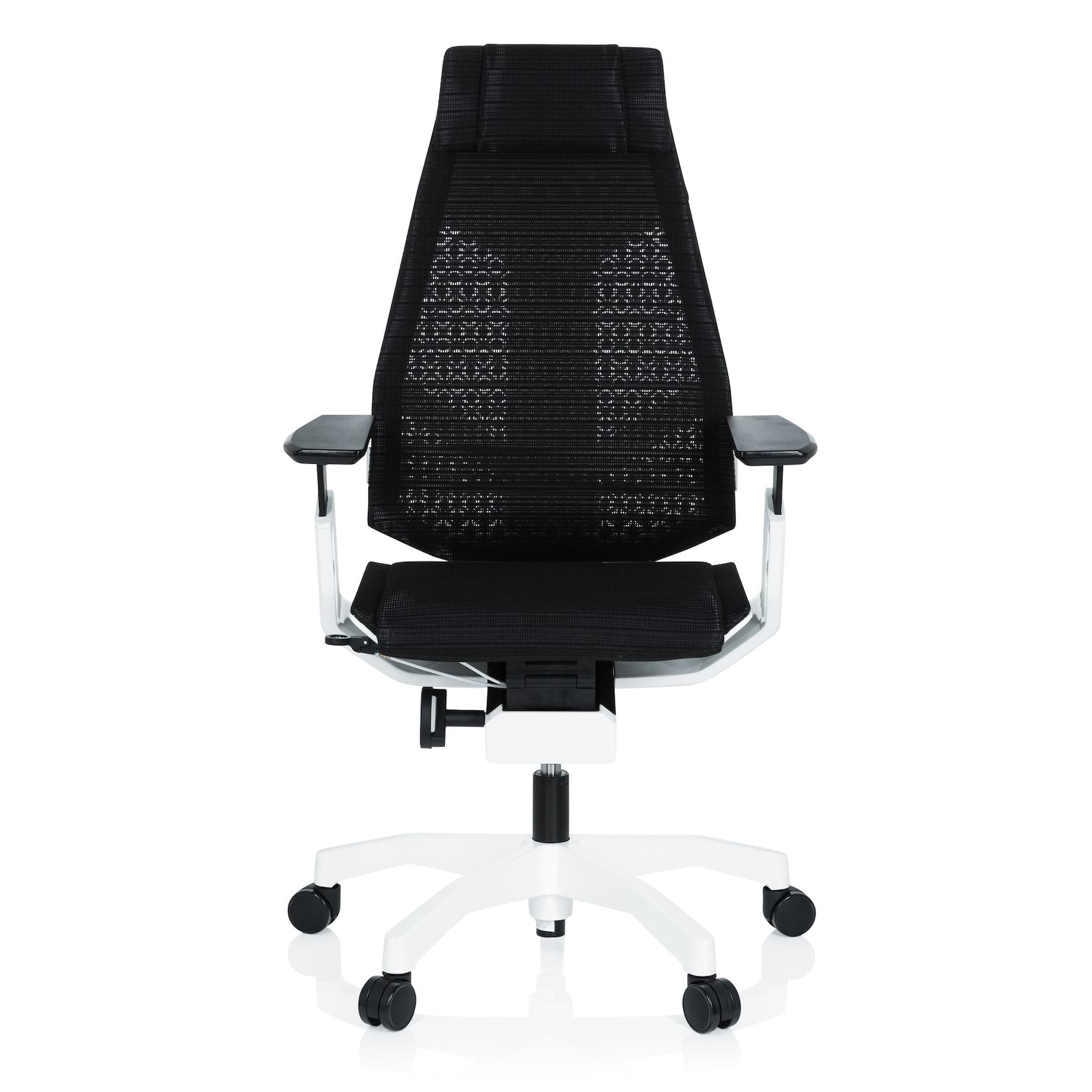 hjh OFFICE High End Bürostuhl GENIDIA PRO WHITE Netzstoff mit Armlehnen
