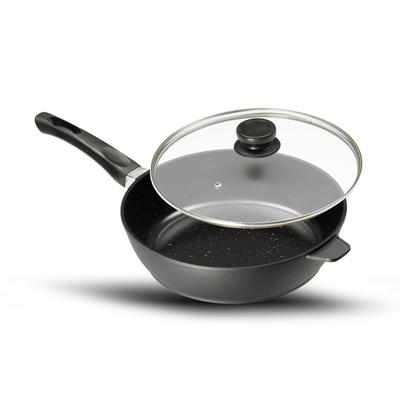 Bratpfanne KING, grau (anthrazit), Ø:24cm, Pfannen, Bratpfanne, mit Glasdeckel, Induktion