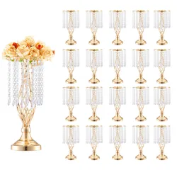 VEVOR 20 STK 43 cm hoher Blumenständer aus Kristallglas für Hochzeiten, Metallvase für Hochzeitsmittelstücke, goldene Blumenhalter, Blumenständer für Tische, Hochzeitsessen, Partys, Zeremonien, Geburtstagsveranstaltungen