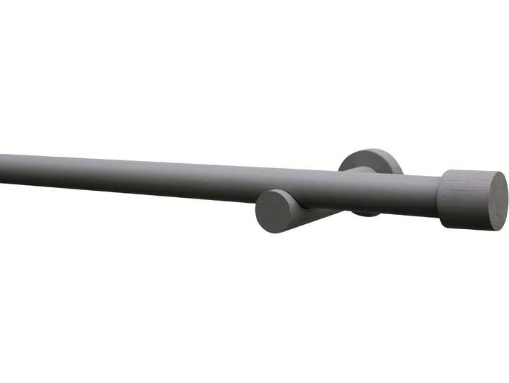 Gardinenstange Set Mira 1-Lauf Ø 25 mm , grau, B:160cm Ø:25mm, Holzwerkstoff, SCHÖNER WOHNEN-KOLLEKTION, Gardinenstangen, Gardinenstange, mit Bohren, verschraubt, Wandmontage Gardinenstangen Set Mira Ø 25 mm