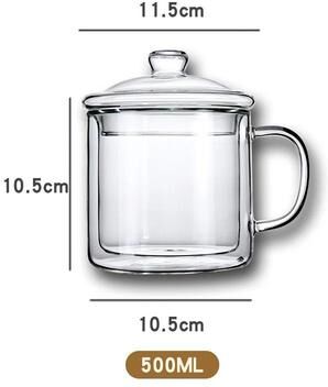 Uplift Essentials Retro Soviet Double Walled Glass Coffee Mug With Handle 500ml