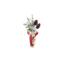 Vase Hummer   , rot , Porzellan , Maße (cm): B: 22 H: 32 T: 16.0