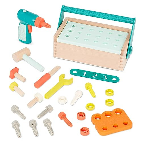 B. Toys Fix 'n' Play Kit - Houten Pretend Play Gereedschapskist met 25 Accessoires