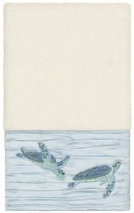 Authentic Hotel and Spa Turkish Cotton Turtles Embroidered Cream Hand Towel