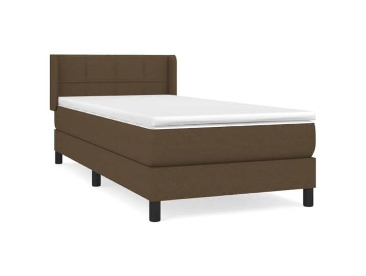 PUGYNBK Boxspringbett mit Matratze, Stoff, dunkelbraun, 100 x 200 cm Verstellbares Kopfteil, Taschenfederkerne, mittlere Festigkeit, atmungsaktiv, langlebig