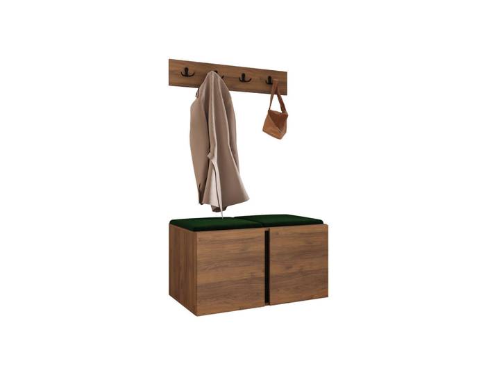 Mirjan24 Garderoben-Set Orion VI, Nussbaumfarben, Grün, Kunststoff, 84x42x46 cm, Garderobe, Garderoben-Sets & Garderoben-Serien, Garderoben-Sets
