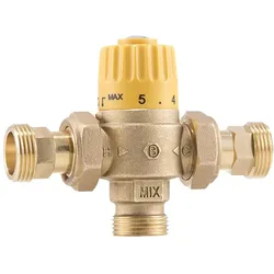 Barberi Thermostatisches Mischventil für thermische Solaranlagen - Verbrühschutz - Kv 2,3 - Betriebsber. 30–65 °C. Verschraubungen mit unmontiertem Rü