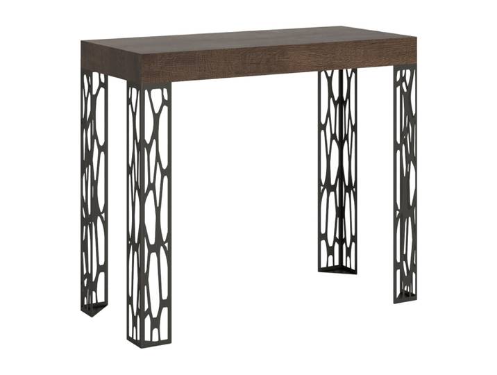 Console extensible effet bois noyer 90x40/196 cm