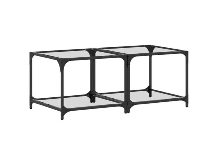 fsahslih Couchtisch 2er Set Glas 50x50x40 cm Beistelltisch Glasplatte Moderne Sofatische mit transparenter Glasplatte und Stahlgestell als stilvolle Ablage im Wohnzimmer oder Schlafzimmer.