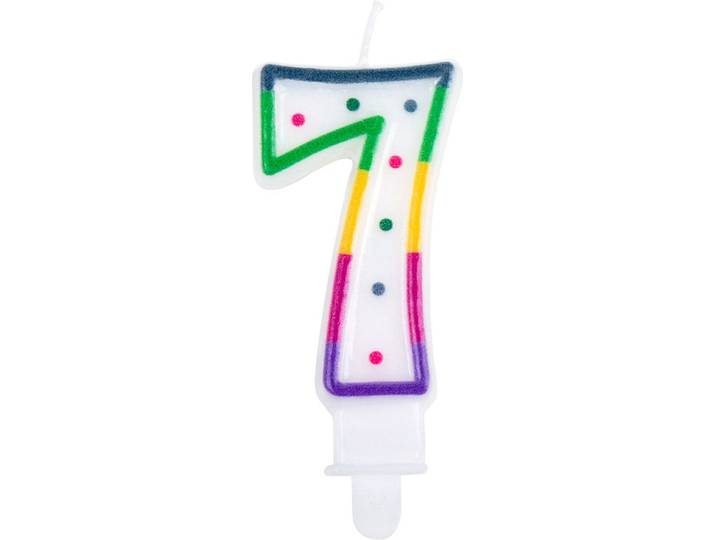 Boland - Kaarsje Confetti '7' Regenboog,Multikleurkleur - Verjaardag, Kinderfeestje, Tienerfeestje