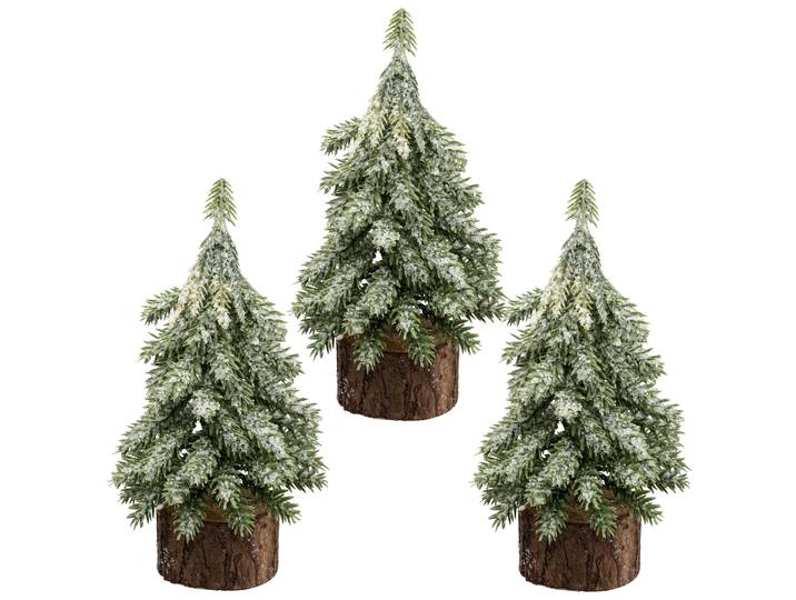 Winterliche Kunstpflanze CREATIV GREEN Tannenbäumchen , grün, H:15cm, Kunststoff, Kunstpflanzen, Winterliche Kunstpflanze, auf Holzfuß