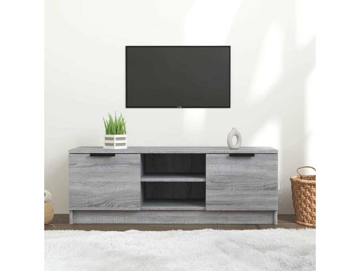furnicato TV-Schrank 102 x 35 x 36,5 cm in Grau Sonoma aus Holzwerkstoff (1-St) Lowboard mit zwei geschlossenen und zwei offenen Fächern für Wohnraum