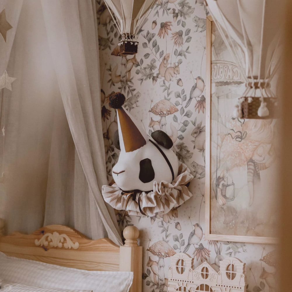 Sevira Kids Decoración de pared infantil de lino panda beige