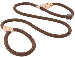 Uplift Essentials Heavy Duty Slip Rope Lead Braided Nylon Training Leash With Integrated Adjustable Loop 0.55 In 6 Ft coffee