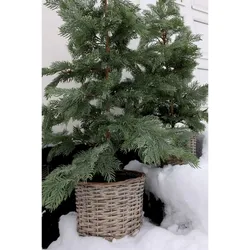 Chic Antique Künstlicher Tannenbaum Fleur im Weidenkorb mit LED-Beleuchtung, 120 cm, Ø 60 cm - Grün