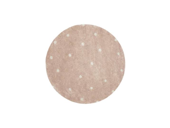 Tapis lavable rond à pois rose