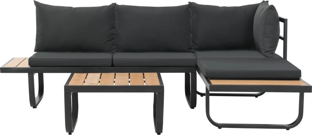 vidaXL 2-tlg. Garten-Ecksofa-Set mit Auflagen Aluminium WPC