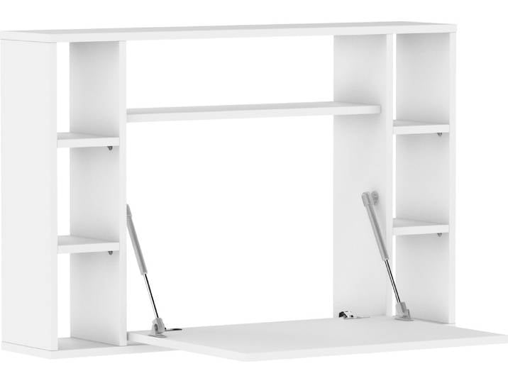 Étagères de bureau suspendues pliantes Muse Bureau ménager Table d'ordinateur murale Blanc Mat