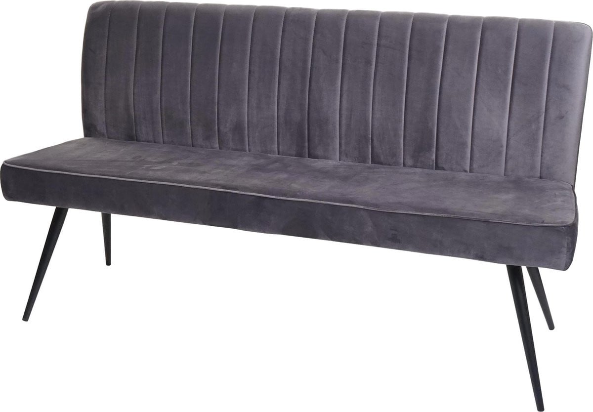 Bank MCW-K16 Donkergrijs Gestoffeerde Bank met Fluwelen Rugleuning en Metalen Onderstel, Breedte: 160 cm