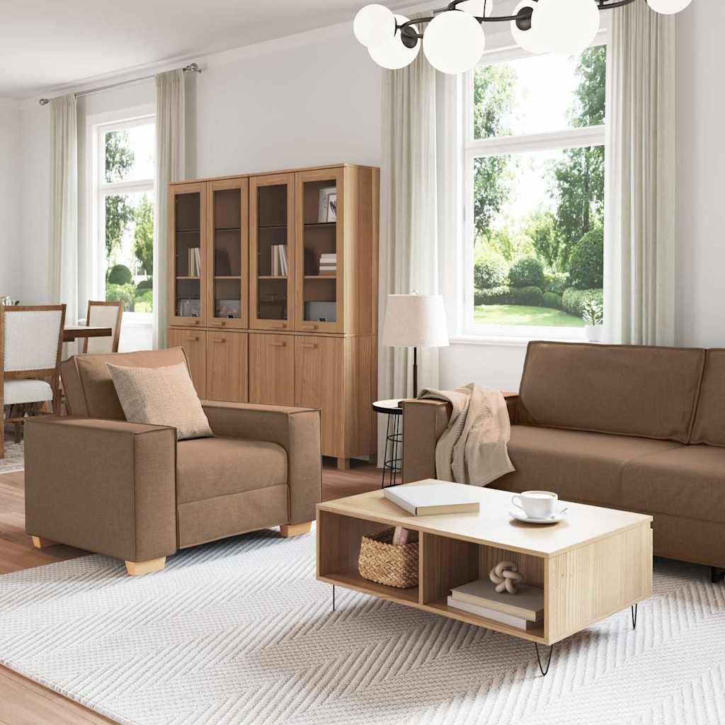 vidaXL Canapé 3 pc Marron tissu