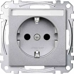 Merten System M Steckdose, 1f, aluminium, matt, Unterputz, mit erhöhtem Berührungsschutz, horizontal/vertikal, IP20, Textfeld/Beschriftungsfläche
