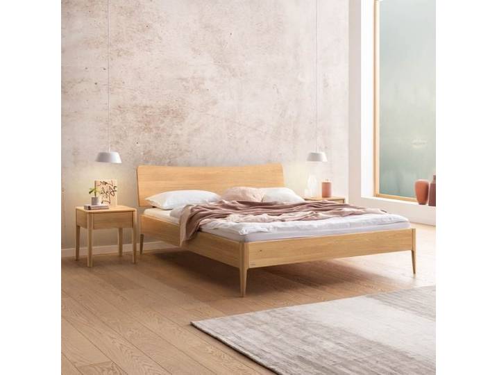 Bett Wavelo Eiche Massivholz 180x200cm Mit Kopfteil