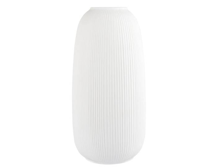 Vase aus gerilltem Porzellan, weiß H25