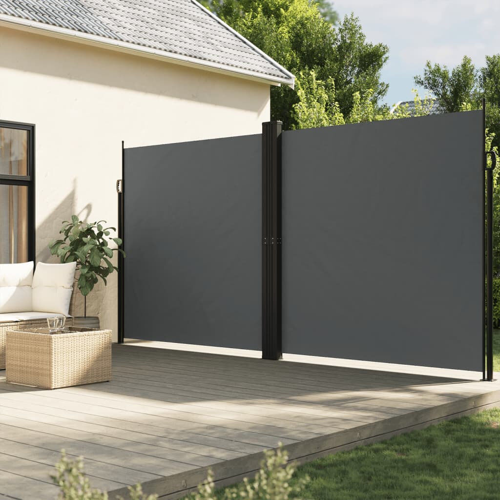 Brayden Studio Brayden Retractable Side Awning Anthracite 200cm H x 1200cm W