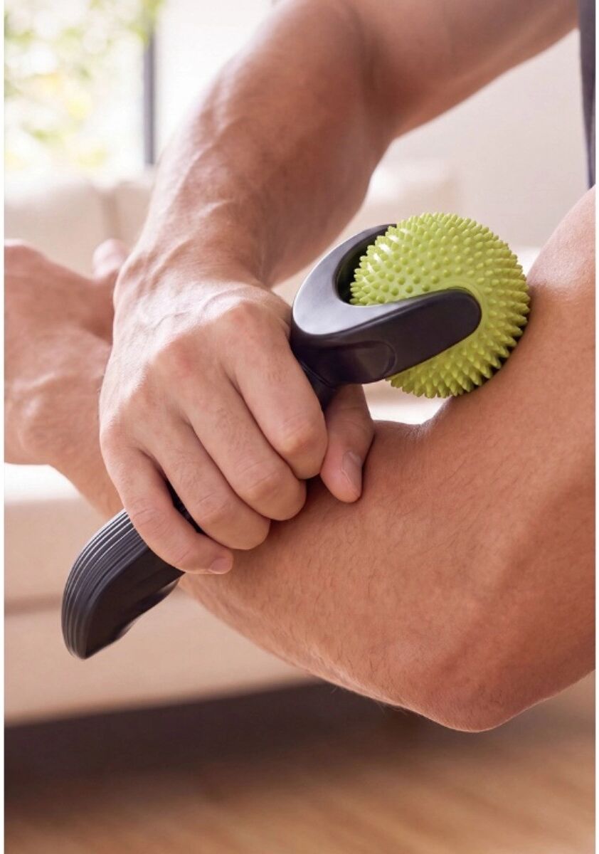 INF Handlicher Massage-Faszienball - TPE + Silikon Noppenrolle für Taille, Schultern, Arme & Füße, myofasziale Entspannung Zitronengelb