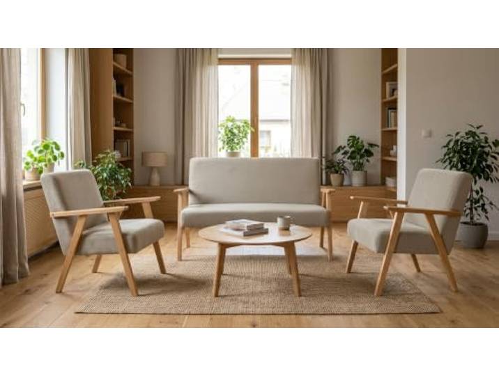 Family Meble Sitzgruppe Soler Monolit Royal – Zweisitzer-Sofa und 2 Sessel im Retro-Stil – Variante Royal 26