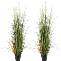 VEVOR Kunstrasenpflanze, 2er-Pack, 1499 mm, Kunst-Schilfgras im Topf, PVC-Kunstpflanze, Grasbusch, Sträucher für drinnen & draußen, Haus, Garten, Büro, Zimmerdekoration, Einweihungsparty, Grün