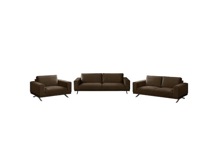 Polstergarnitur Lorcy 3-2-1 Braun/Braun Webstoff Glamour