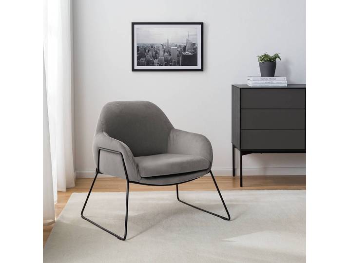 Fauteuil Culin Gris Microfibre Sela 80 x 75 x 68cm