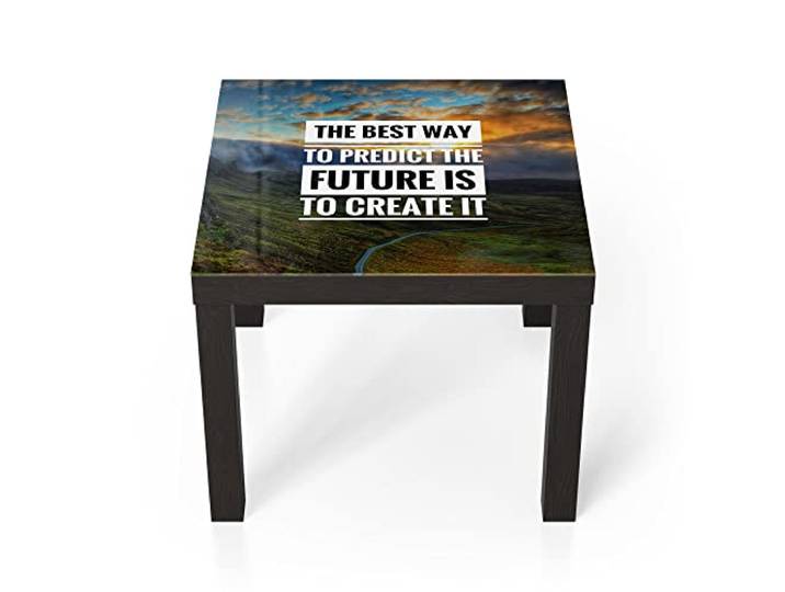 DEQORI Glastisch schwarz klein 55x55 cm Motiv Motivierender Spruch ausgefallener Beistelltisch aus Glas Hochglanz Couchtisch fürs Wohnzimmer moderner Couch Tisch mit Design