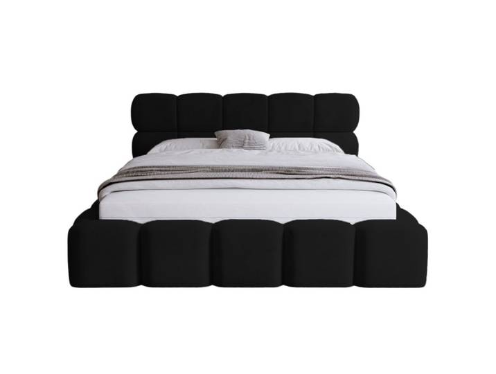 Lit coffre queen size 160x200 cm sommier inclus noir