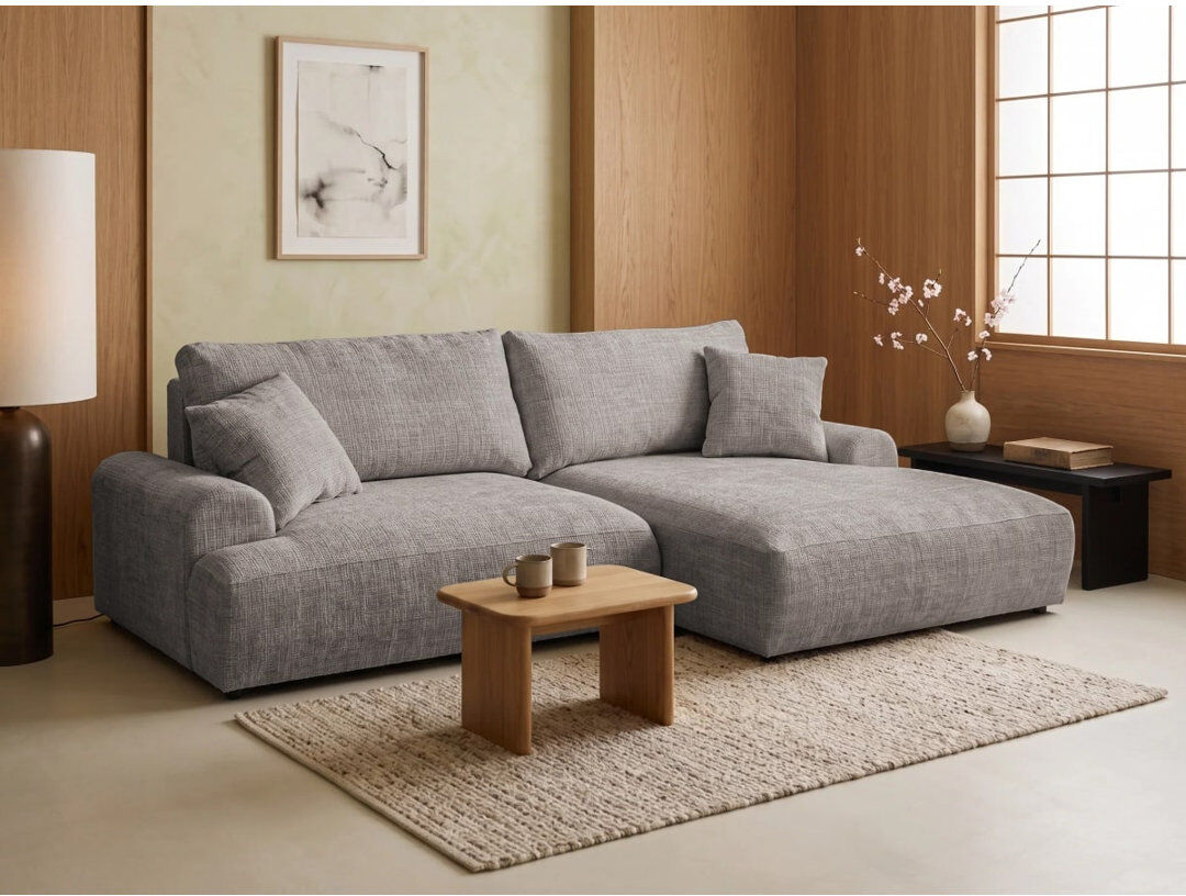 S-Style Furniture Melvano 4 Seater Corner Sectional Taupe 81cm H X 240cm W X 145cm D