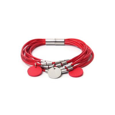Armband FIRETTI "rot, rund, bicolor, mehrreihig", rot (metallfarben, rot), Armbänder, Damen, 18,5cm, Metall Polyester, Metall, Polyester, Armband
