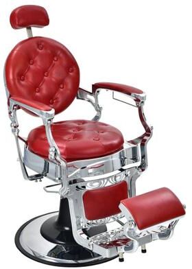 Costway Vintage Barber Chair with Adjustable Height and Headrest-Red
