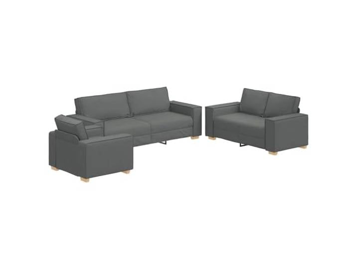 KUTYWEXFM Sofagarnitur 3-Teilig Dunkelgrau Leinenmischgewebe Couch Set Stilvolles Couchset aus atmungsaktivem Gewebe mit flexibler Anordnung für Wohnzimmer und Gästezimmer.