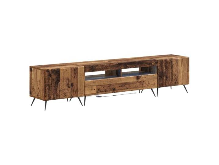 GKHPYURE TV-Schrank mit LED, 3 Stück, aus Holz und Holz Moderner Stil, großer Stauraum, schlankes Design, reversible Tür, feuchtigkeitsbeständig