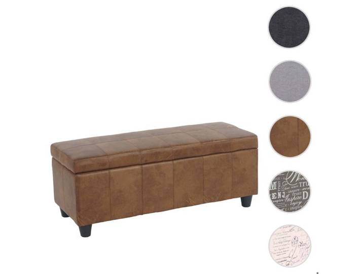 Banc/banquette/coffre de rangement Kriens 112x45x45cm similicuir ~ aspect daim marron